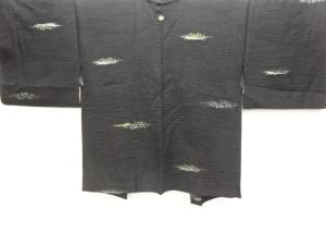 葉模様織出し一ツ紋羽織